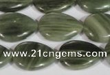 CGH55 15.5 inches 15*20mm flat teardrop green hair stone beads