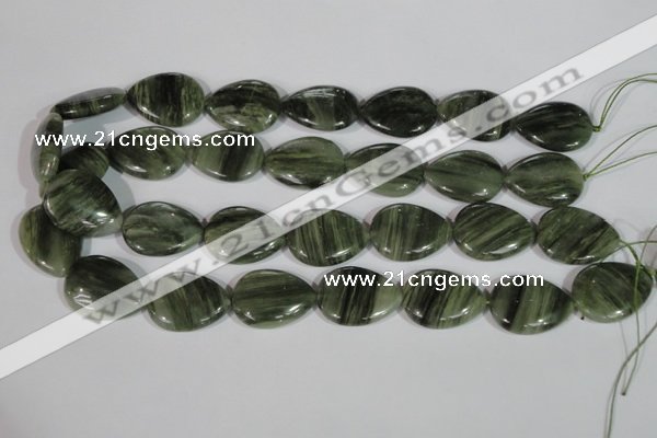 CGH56 15.5 inches 18*25mm flat teardrop green hair stone beads