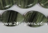 CGH57 15.5 inches 22*30mm flat teardrop green hair stone beads