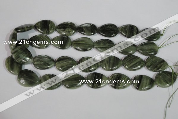 CGH57 15.5 inches 22*30mm flat teardrop green hair stone beads