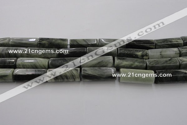 CGH60 15.5 inches 15*22mm faceted tube green hair stone beads