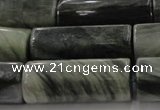 CGH61 15.5 inches 12*30mm faceted tube green hair stone beads