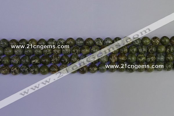 CGJ352 15.5 inches 8mm round green bee jasper beads wholesale