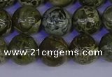 CGJ354 15.5 inches 12mm round green bee jasper beads wholesale