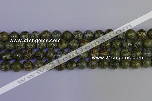 CGJ354 15.5 inches 12mm round green bee jasper beads wholesale