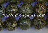 CGJ355 15.5 inches 14mm round green bee jasper beads wholesale