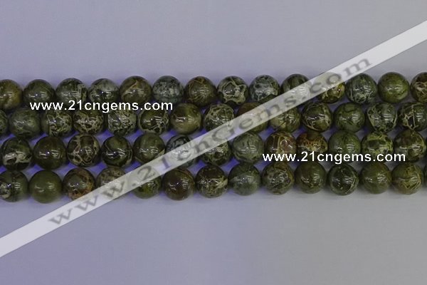 CGJ355 15.5 inches 14mm round green bee jasper beads wholesale