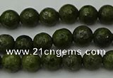 CGJ460 15.5 inches 4mm faceted round green jasper beads wholesale