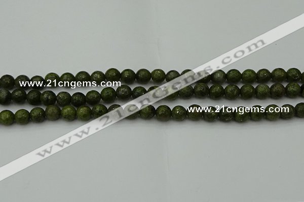 CGJ461 15.5 inches 6mm faceted round green jasper beads wholesale