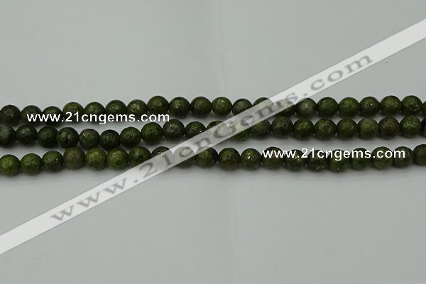 CGJ461 15.5 inches 6mm faceted round green jasper beads wholesale