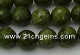 CGJ463 15.5 inches 10mm faceted round green jasper beads wholesale