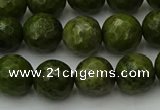 CGJ463 15.5 inches 10mm faceted round green jasper beads wholesale