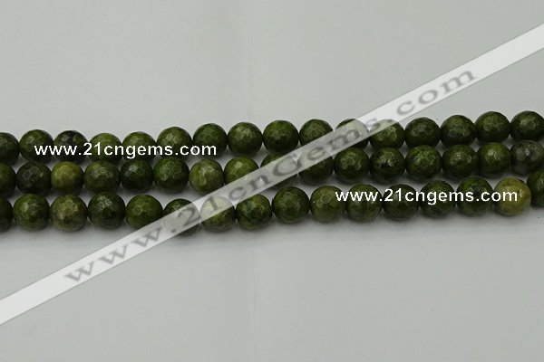 CGJ463 15.5 inches 10mm faceted round green jasper beads wholesale