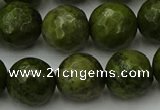 CGJ465 15.5 inches 14mm faceted round green jasper beads wholesale