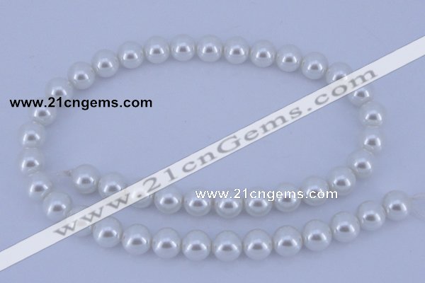 CGL02 10PCS 16 inches 6mm round dyed glass pearl beads wholesale