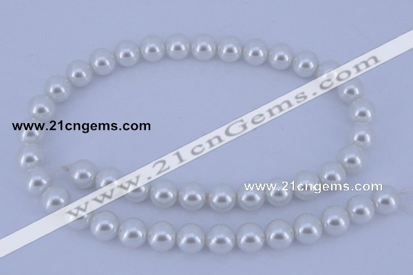 CGL04 5PCS 16 inches 10mm round dyed glass pearl beads wholesale