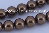 CGL102 10PCS 16 inches 4mm round dyed glass pearl beads wholesale