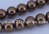 CGL105 5PCS 16 inches 10mm round dyed glass pearl beads wholesale