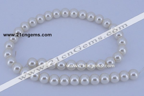 CGL12 10PCS 16 inches 6mm round dyed glass pearl beads wholesale