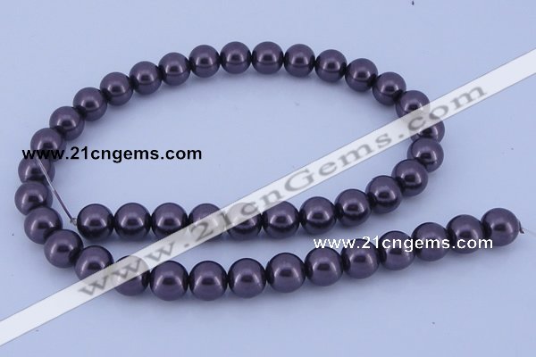 CGL136 5PCS 16 inches 12mm round dyed glass pearl beads wholesale