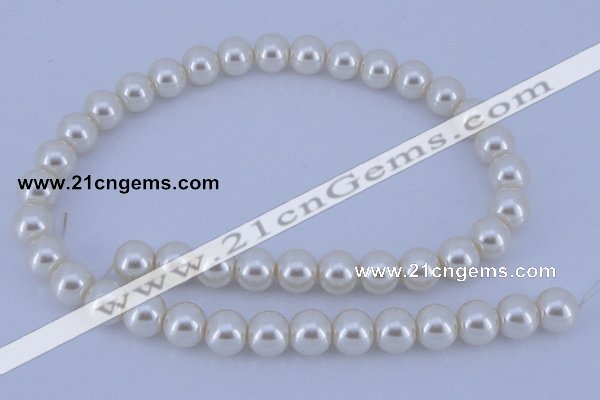 CGL14 10PCS 16 inches 8mm round dyed glass pearl beads wholesale