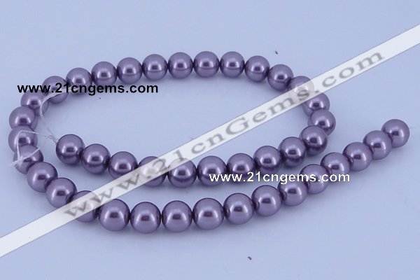 CGL145 5PCS 16 inches 10mm round dyed glass pearl beads wholesale