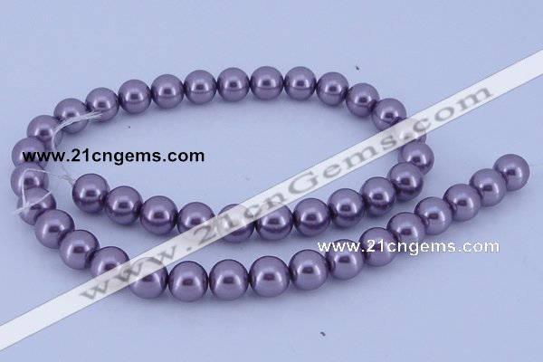 CGL146 5PCS 16 inches 12mm round dyed glass pearl beads wholesale