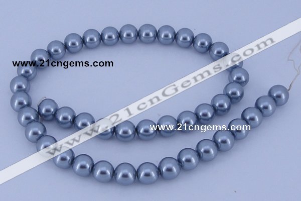 CGL185 5PCS 16 inches 10mm round dyed glass pearl beads wholesale