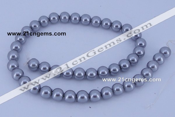 CGL193 10PCS 16 inches 6mm round dyed glass pearl beads wholesale