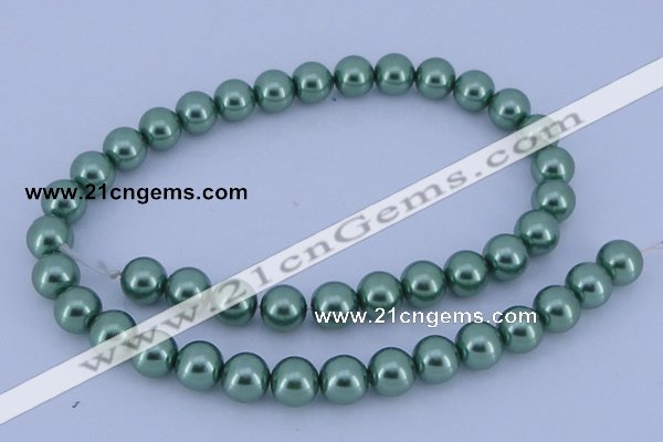CGL226 5PCS 16 inches 12mm round dyed glass pearl beads wholesale