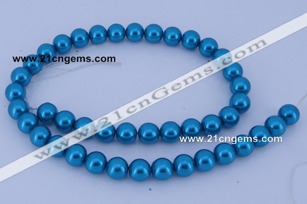 CGL253 10PCS 16 inches 6mm round dyed glass pearl beads wholesale