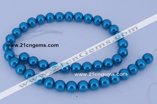 CGL255 5PCS 16 inches 10mm round dyed glass pearl beads wholesale