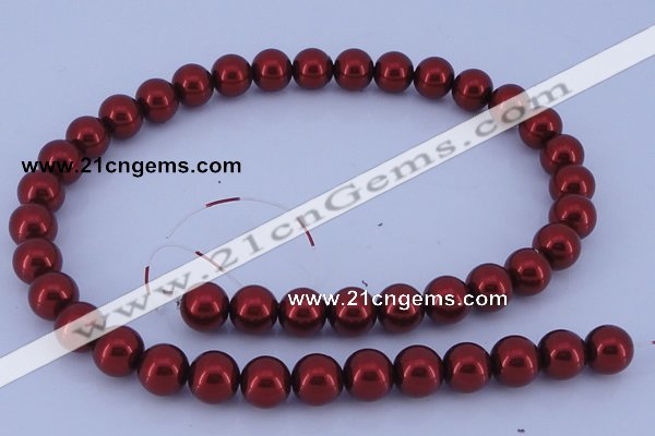 CGL323 10PCS 16 inches 6mm round dyed glass pearl beads wholesale