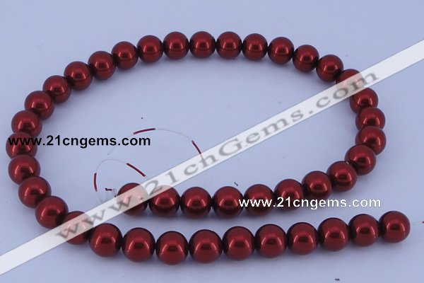 CGL326 5PCS 16 inches 12mm round dyed glass pearl beads wholesale