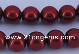 CGL327 5PCS 16 inches 14mm round dyed glass pearl beads wholesale