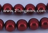 CGL328 5PCS 16 inches 16mm round dyed glass pearl beads wholesale