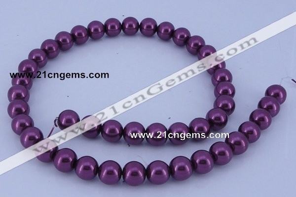 CGL334 10PCS 16 inches 8mm round dyed glass pearl beads wholesale