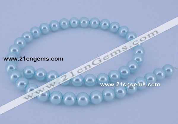 CGL343 10PCS 16 inches 6mm round dyed glass pearl beads wholesale