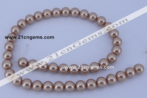 CGL354 10PCS 16 inches 8mm round dyed glass pearl beads wholesale