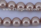 CGL356 5PCS 16 inches 12mm round dyed glass pearl beads wholesale