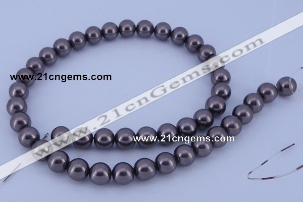 CGL404 10PCS 16 inches 8mm round dyed glass pearl beads wholesale