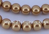 CGL63 10PCS 16 inches 6mm round dyed glass pearl beads wholesale