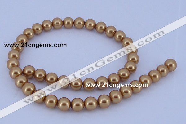 CGL63 10PCS 16 inches 6mm round dyed glass pearl beads wholesale