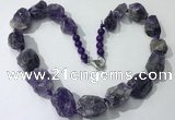 CGN141 19.5 inches 10*14mm - 20*30mm nuggets amethyst necklaces