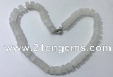 CGN170 20 inches 7*12mm - 9*12mm tyre matte white crystal necklaces