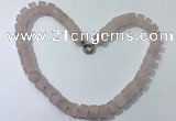 CGN171 20 inches 7*12mm - 9*12mm tyre matte rose quartz necklaces