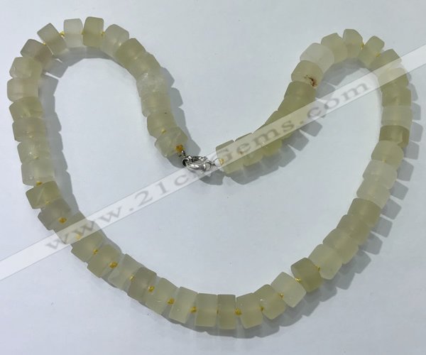 CGN174 20 inches 7*12mm - 9*12mm tyre matte lemon quartz necklaces