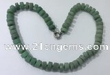 CGN180 20 inches 7*12mm - 9*12mm tyre matte green aventurine necklaces