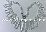 CGN185 23 inches 8*20mm - 11*60mm white crystal stick necklaces