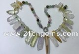 CGN189 23 inches 8*20mm - 11*60mm mixed quartz stick necklaces